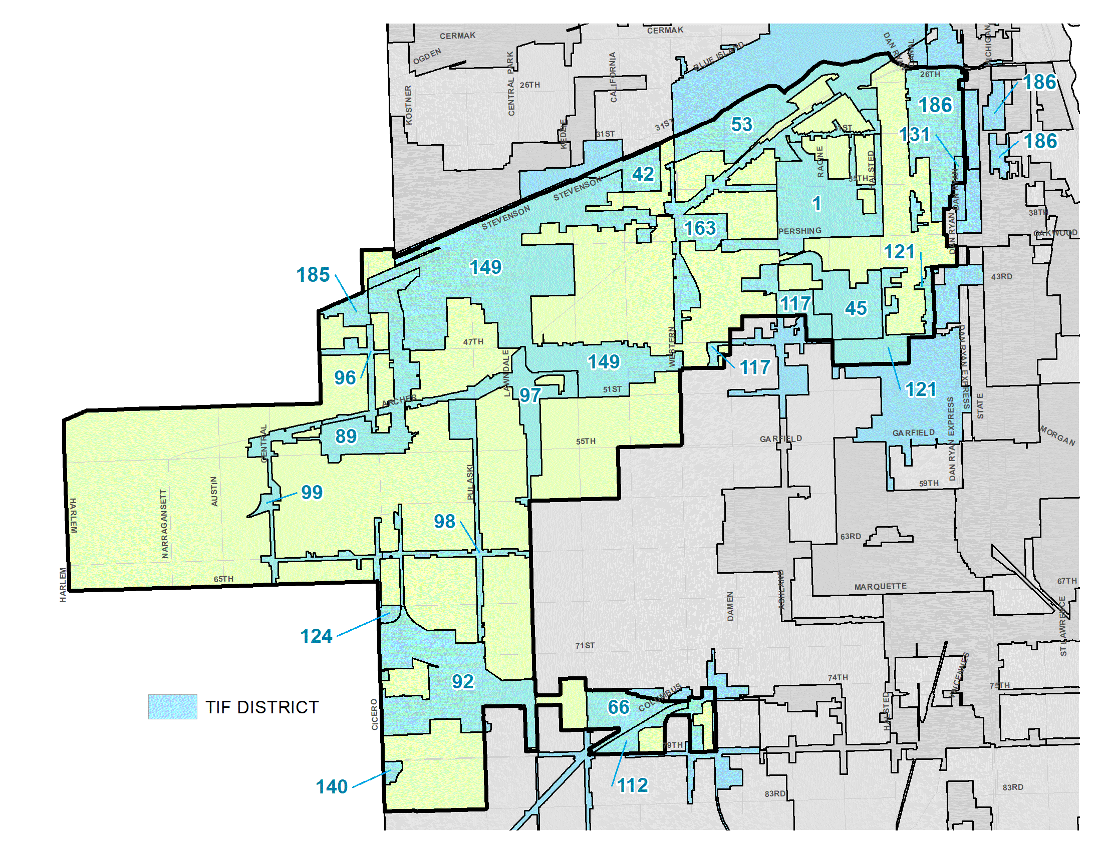 Southwest Side TIF District Map
